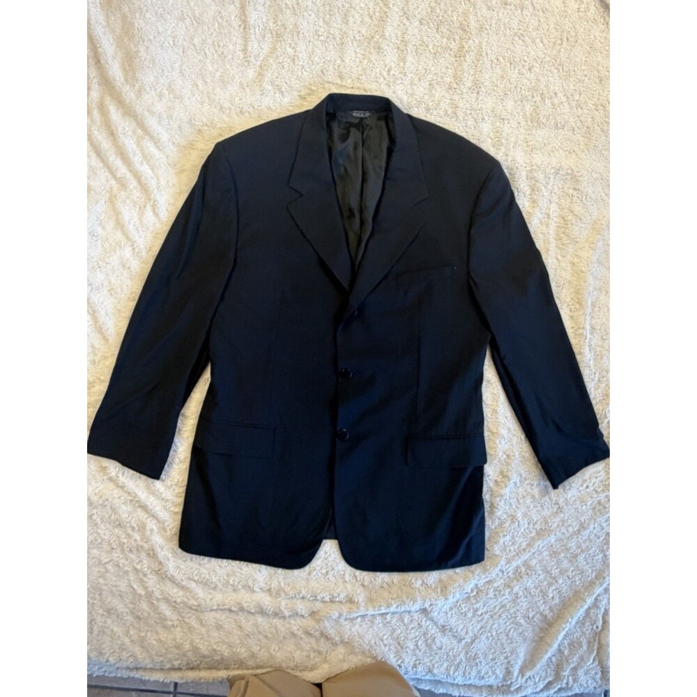 Gianni Versace Black Wool Twill Men's Blazer 54 Single-Breasted Silk Lined Italy
